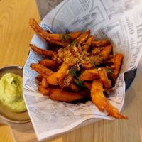 Sweet potato fries with avocado at Vorstid & Vahvlid in Parnu