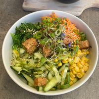crispy tofu poke bowl  at Vorstid & Vahvlid in Parnu
