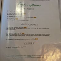 Menu at Thaitastic in Llandudno