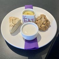 Scones, lemon custard and coconut cream  at Drink Me Tea Room in Tempe