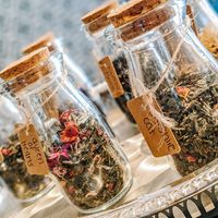 Tea samples to choose from, getting a slightly aromatic experience before choosing the eloquent tea. at Drink Me Tea Room in Tempe