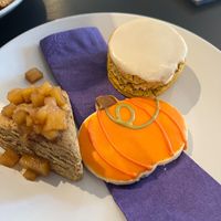 Cinnamon Scone with apple compote, Shortbread cookie, and pumpkin scone   at Drink Me Tea Room in Tempe