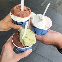 3 cups with vegan gelato at Mapo in Newtown