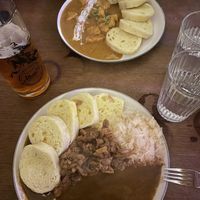 The two traditional Czech dishes on the menu  at Shromaždiště in Prague