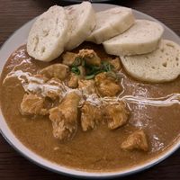 "Chicken" in paprika sauce at Shromaždiště in Prague