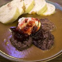 Svickova with traditional sirloin   at Shromaždiště in Prague