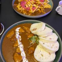 The spicy cheezy fries and kukuře na paprice are amazing  at Shromaždiště in Prague