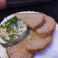 "Fish" spread with bread at Shromaždiště in Prague