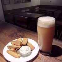 Fried zukini with beer at Shromaždiště in Prague