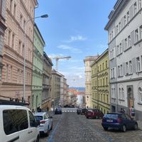 The street and hill the restaurant is on   at Shromaždiště in Prague
