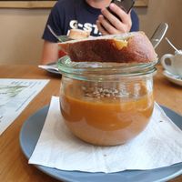 Yellow lentil soup at Kaffeesack in Baden Baden