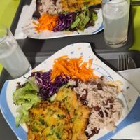 Pataniscas de legumes com arroz de feijão! Super boas.  at Barriguinha Verde in Arcos De Valdevez