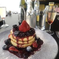 Vegan berry compote pancakes  at Six in Brighton