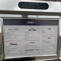 Menu - nachos and burger. July 2020 at Harbour in Brighton