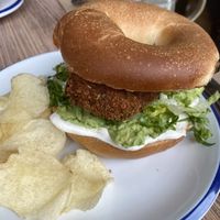 Build your own bagel (schnitzel, cream cheese, avo, lettuce)  at Sable in Richmond