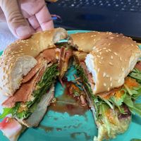 Avocado Bagel with added bacon (extra $3)   at Sable in Richmond