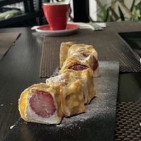 Strawberry dessert sushi. Not vegan! at Panda Sushi in Zadar