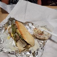 Potatoe salad and Phily Cheese Steak. at Peace Love Coffee in St Charles