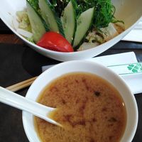 Miso soup and algae salad at Anata in Brussels
