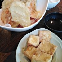 Vegetables tempura and fried tofu at Anata in Brussels