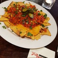 Nachos with vegan cheese on top and guacamole. Nice to finally have some vegan served at Pappa Joe in Groningen