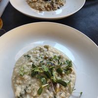 Wild Mushroom risotto and Citrus and Asparagus risotto at Bistró Heming-way in Los Alcazares