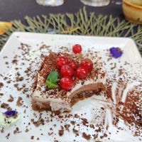 Coconut and cocoa dessert at Go Vegan by Adrian Muser in Altea