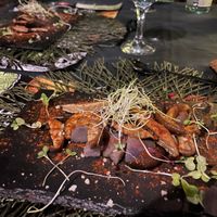 Shiitake mushrooms with blue potatoes  at Go Vegan by Adrian Muser in Altea