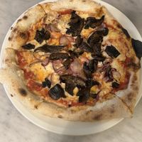 Portobello mushroom pizza with vegan mozzarella   at Mother & Wild in Corsham