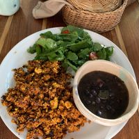 Chorizo scramble at Tierra in Tulum