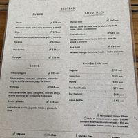 Drinks menu at Tierra in Tulum