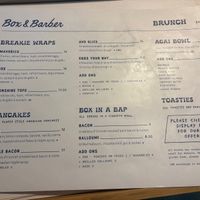 Menu in November 2024   at Box & Barber Coffeehouse in Newquay