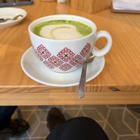 Matcha latte.  at Naked Flowers in Mondsee