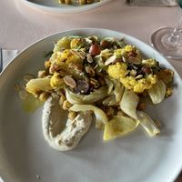 Roast cauliflower and fennel, curried chickpeas, cashew crema... at L'abri in Cheticamp
