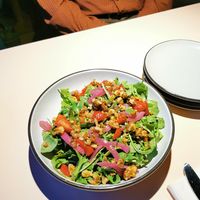 Strawberry arugula salad at L'abri in Cheticamp