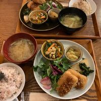 with miso soup and rice at Nishimaki Gohan in Tokyo