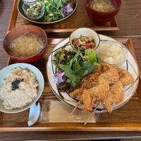おかずを大盛りに。I ordered the super-sized vegan main dish. It was absolutely delicious as always! at Nishimaki Gohan in Tokyo