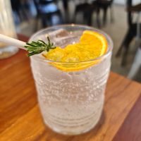 Refreshing drinks including alcohol, smoothies, this is a tonic infused with rosemary and cucumber at Pasture & Co in Currumbin Valley