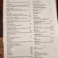 Menu at Pasture & Co in Currumbin Valley
