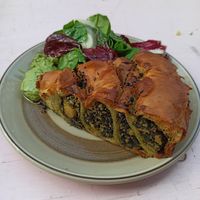Vegan spanakopita at Heaps Good Cafe in Copenhagen