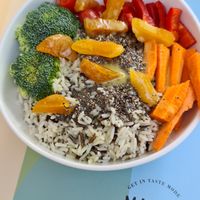 Iron Bowl with lentils, rice, veggies and apricots at Macoo Eatery in Crete