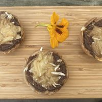 Third round of the high tea: quiche with onion, mushrooms and vegan cheese.  at Theetuin Het Kaslokaal in Oostkapelle