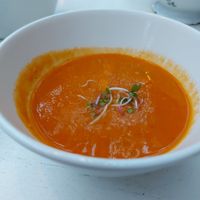 Zoete aardappelsoep at Theetuin Het Kaslokaal in Oostkapelle