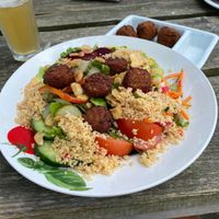 Vegan salad & Bieterballen  at De Berkenplas in Schiermonnikoog