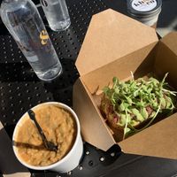 Bruschetta toast and Thai lentil soup  at kb&co in Calgary