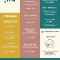 Menú que figura en el Instagram de Monana vegan sushi  at MONANA in Montevideo