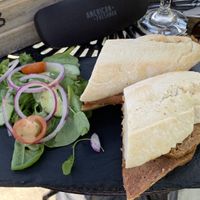 Beyond sausage with caramelised onion baguette   at Abbey Hotel in Battle