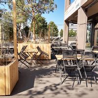 Outdoor seating (when closed) at Matt & Elly in Basel