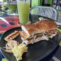 Banh mi with smoked tofuu  at Juice From Mars in Takua Pa