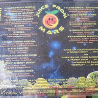Juice/smoothie menu at Juice From Mars in Takua Pa